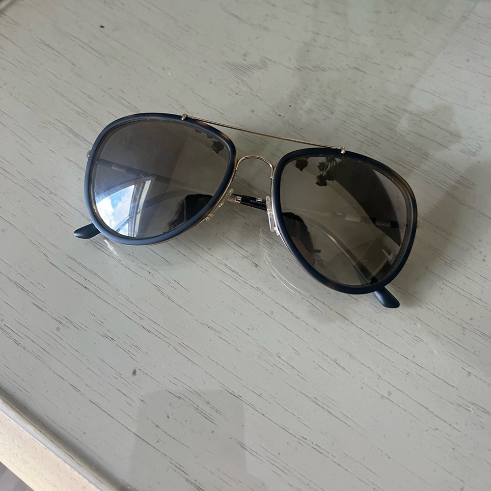 Burberry Navy and Gold Aviator Sunglasses